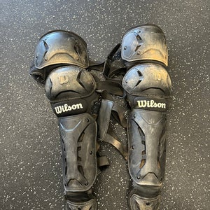 Used Wilson SHIN GUARDS Catchers Leg Guards Black Intermed 11849-S000031375