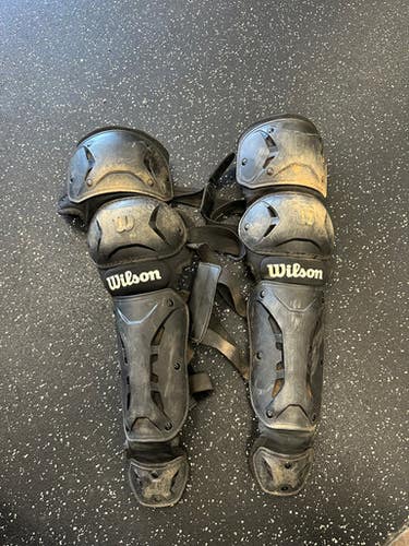 Used Wilson SHIN GUARDS Catchers Leg Guards Black Intermed 11849-S000031375