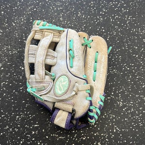 Used Rawlings WFP12GM RH Throw Fastpitch Gloves Grey 12" 11849-S000031373