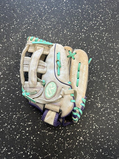 Used Rawlings WFP12GM RH Throw Fastpitch Gloves Grey 12" 11849-S000031373
