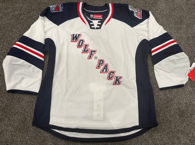 CCM Custom Pro Stock Team Issued Game Jersey Hartford Wolfpack White 56 New AHL