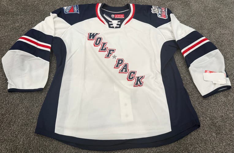 CCM Custom Pro Stock Team Issued Game Jersey Hartford Wolfpack White 58 New AHL