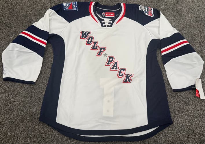 CCM Custom Pro Stock Team Issued Game Jersey Hartford Wolfpack White 54 New AHL