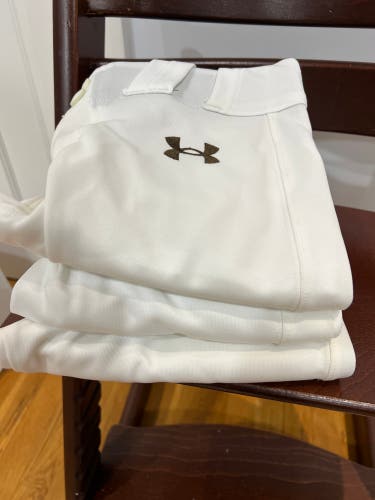 White Unisex Small Youth Under Armour Game Pants (Used)