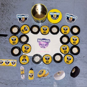 Howies Black Knob Tape (New) - 20 ROLLS and Howies Tape Jar and Howies Stickers