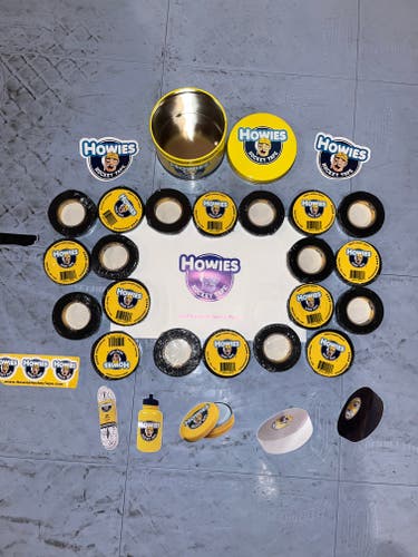 Howies Black Knob Tape (New) - 20 ROLLS and Howies Tape Jar and Howies Stickers