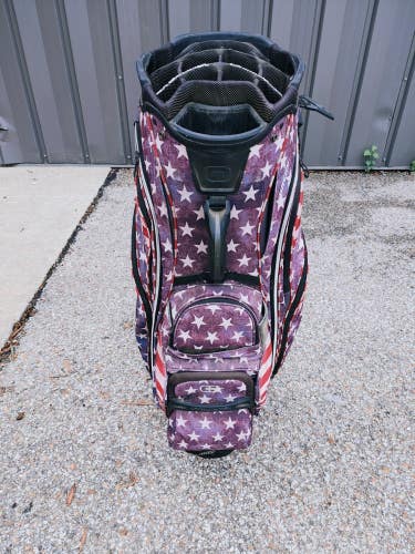 Ogio Machu USA Stars and Stripes 15-Way Golf Cart Bag w Raincover Cooler Pocket