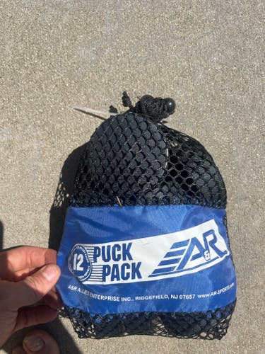 Brand New Hockey Puck Pack – 12 Pucks in Mesh Bag