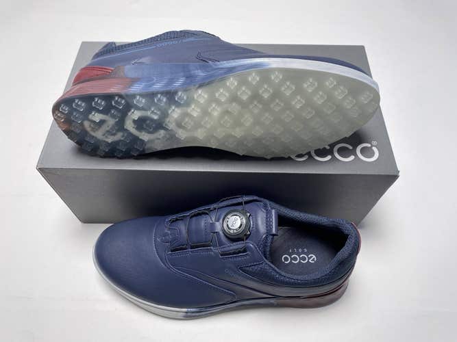 ECCO Golf S-Three Golf Shoes Marine Blue Red Men's SZ 8 (102954 60617)