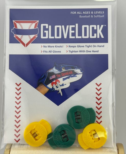 New Green and Yellow Glove Locks Keep Baseball Glove Laces Tight Free Shipping USA Only