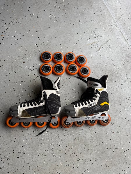BAUER Nike Mega 50-90 TUUK Inline Skates Size 7R (8.5 Men US Shoe Size/ 9 Women plus extra wheels