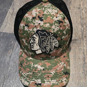 Chicago Blackhawks Fanatics Camo Authentic Pro Military Appreciation Speed Flex Hat, Size L/XL