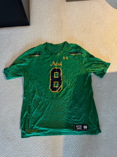 Green Notre Dame Large Men's Under Armour Football Jersey (Used)
