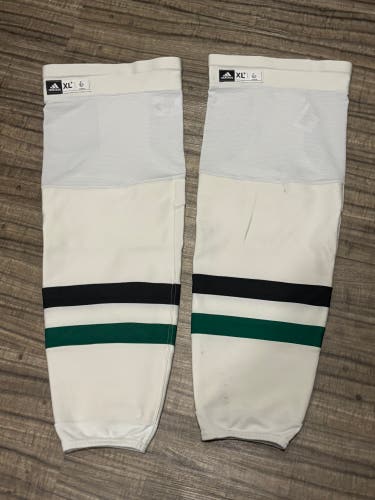 Dallas Stars NHL Lian Bichsel Game Worn Hockey Socks Adult XL+ White