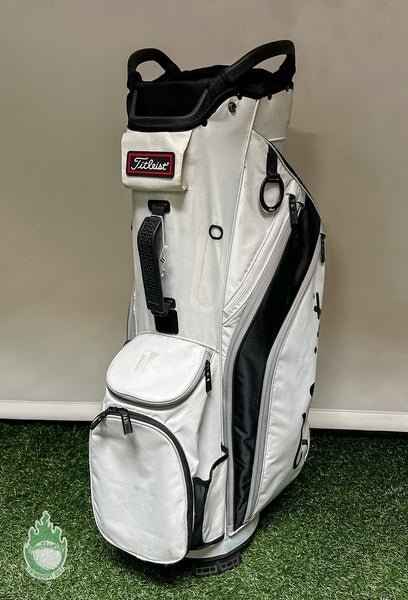 Used Titleist Golf Club Cart/Carry Bag 14-Way Divided 10 Pockets White & Black