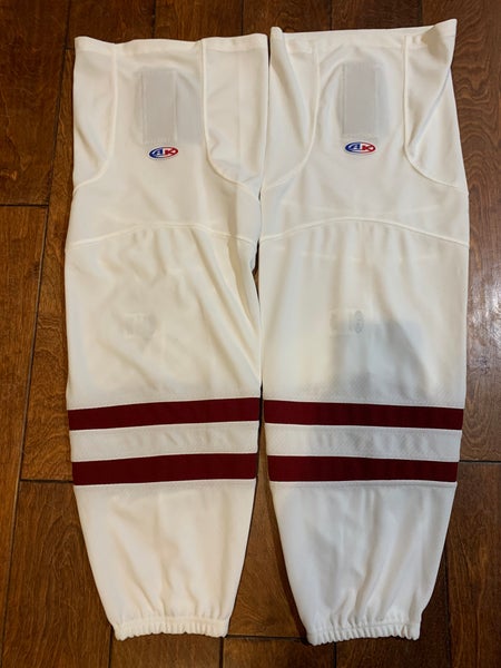 Athletic Knit AK Made in Canada Large 30" Socks White & Maroon *Read Full Description*