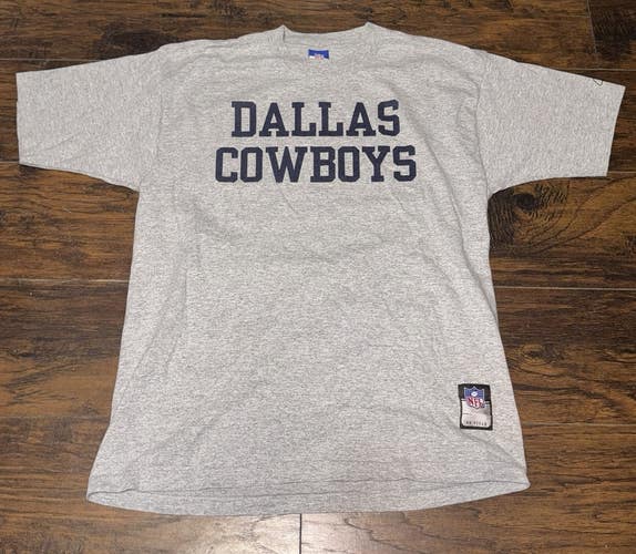 Dallas Cowboys Vtg Reebok NFL Equipment Football Gray Team tee shirt Sz Large