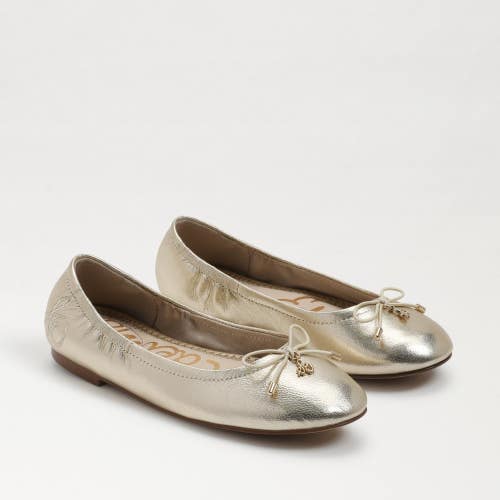Sam Edelman Felicia Ballet Flat Girls 12 Gold Leather Round Toe Slip-On QLW825
