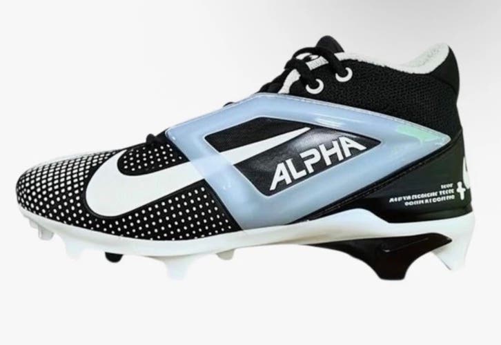 NEW Nike Alpha Menace 4 Pro Men's Football Cleats Black/White Sz 16