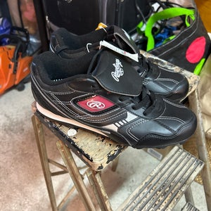 Black Unisex Size M 7.0 (W 8.0) Youth Rawlings Molded Cleats Cleats (New)