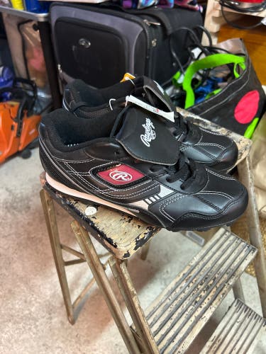 Black Unisex Size M 7.0 (W 8.0) Youth Rawlings Molded Cleats Cleats (New)