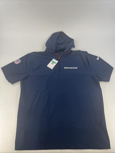 Denver Branco 2024 Nike Sideline Coach Short Sleeve Half-Zip Hoodie Jacket XL