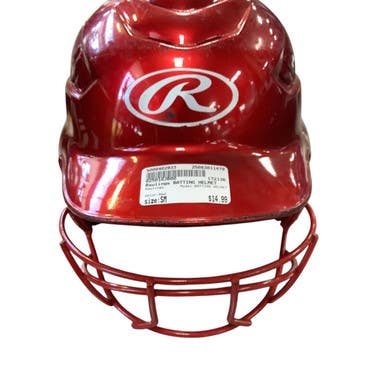 Used Rawlings BATTING HELMET Batting Helmet w/Mask Red SM 11479-S000402933