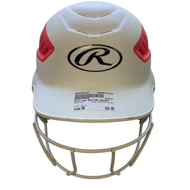 Used Rawlings BATTING HELMET Batting Helmet w/Mask White MD 11479-S000403157