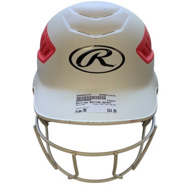 Used Rawlings BATTING HELMET Batting Helmet w/Mask White MD 11479-S000403157