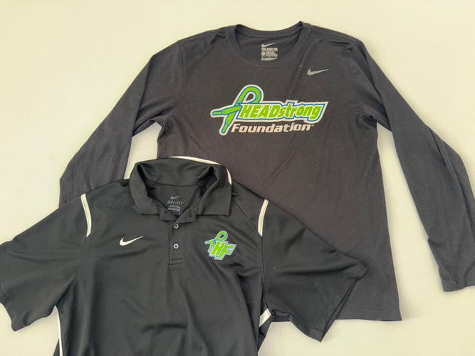 ( LOT OF 2) Black Large Men's Nike Shirt long sleeve and short sleeve polo