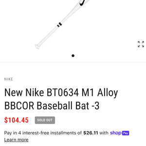 Nike Aero M1 BBCOR Certified Bat (-3) 30 oz 33" (Used)