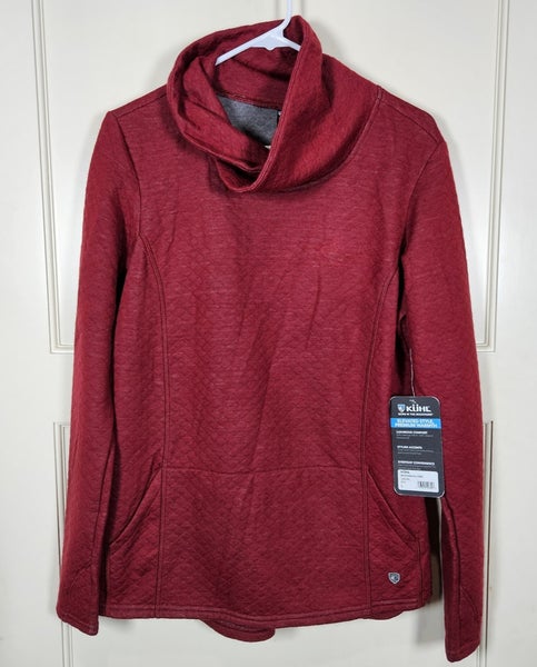 KUHL Athena Pullover Jacket Womens Size L Cardinal Red Quilted Cowl Neck