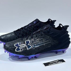 Size 10.5 Under Armour Blur Smoke 2.0 MC Suede Football Cleats Black 3027978-001