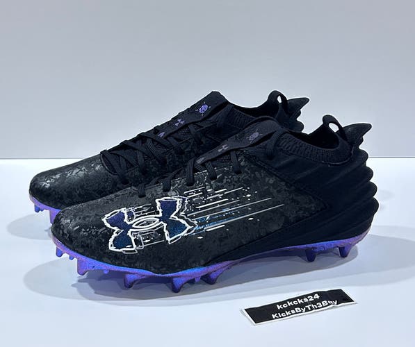 Size 10.5 Under Armour Blur Smoke 2.0 MC Suede Football Cleats Black 3027978-001