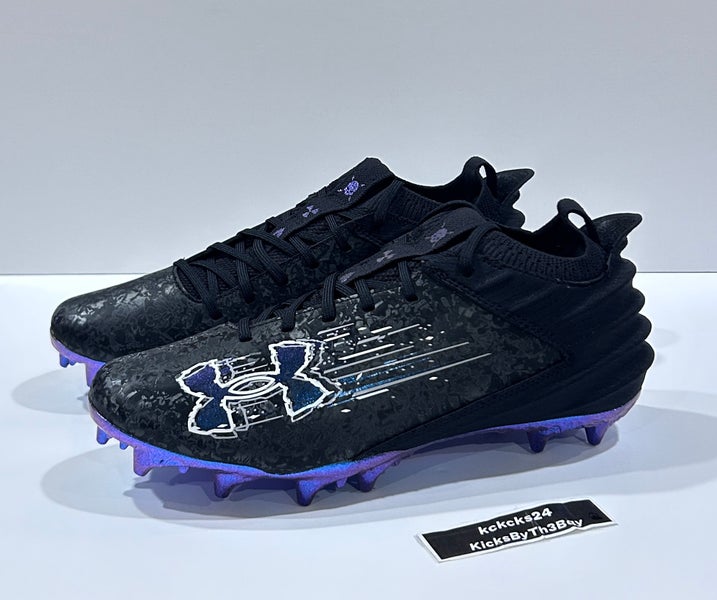 Size 10.5 Under Armour Blur Smoke 2.0 MC Suede Football Cleats Black 3027978-001