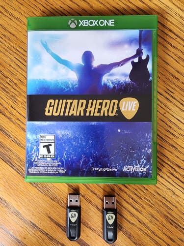 Lot of 2 Guitar Hero Live USB Adapter Dongles 87423805 For Xbox One & Game Disc