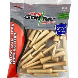 Pride Golf Step-tees (3 1/4", Natural, 30pk) Consistent Tee Height NEW