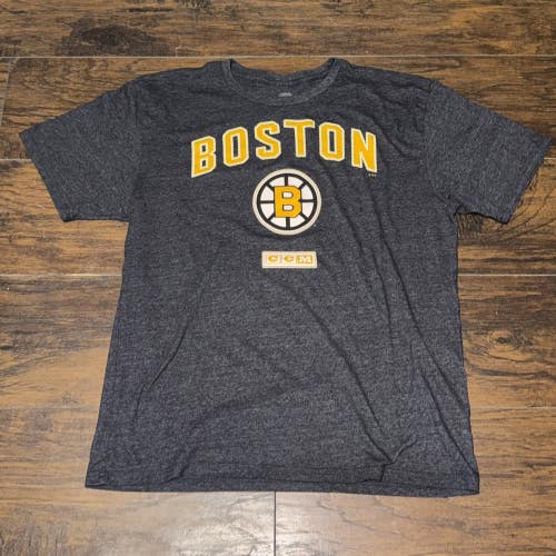 Boston Bruins NHL CCM Vintage Throwback  Hockey team Logo Tee Shirt Sz Large