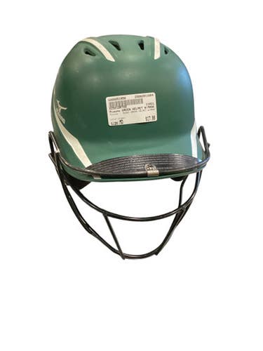 Used Mizuno GREEN HELMET W/MASK Batting Helmet w/Mask Green MD 11884-S000051956