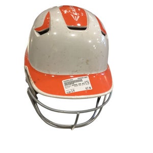 Used Easton ORANGE AND WHITE HELMET Batting Helmet w/Mask White S/M 11884-S000051954