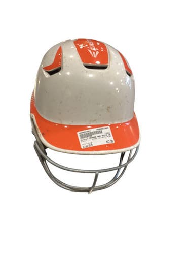 Used Easton ORANGE AND WHITE HELMET Batting Helmet w/Mask White S/M 11884-S000051954