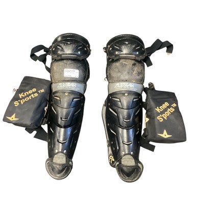 Used All-Star LG912S7X Catchers Leg Guards Black Intermed 11479-S000403172