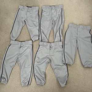 5 Pair - Gray Youth Easton Game Pants (Used)