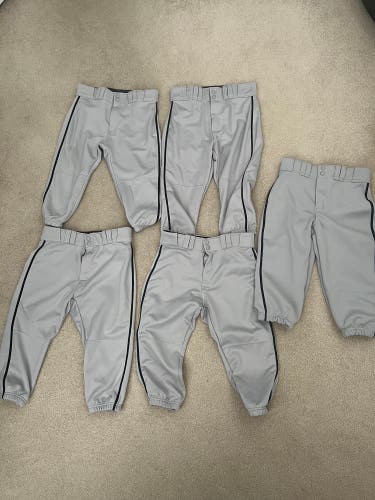5 Pair - Gray Youth Easton Game Pants (Used)