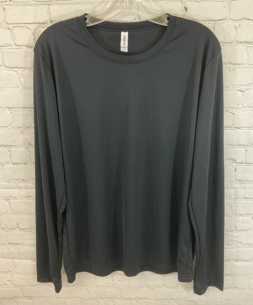 ALL SPORT 87370 Adult 100% Polyester Long-Sleeve Athletic Shirt Black Medium
