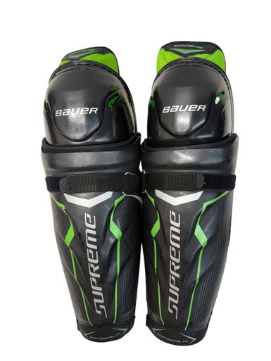 Used Bauer SUPREME ONE.6 Senior Shin Guards Black And Neon Green 14" 11835-S000197895