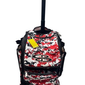 Used BoomBah CATCHER WHEEL BAG BB/SB Player Wheeled Bag White/Black/Red 11835-S000197931