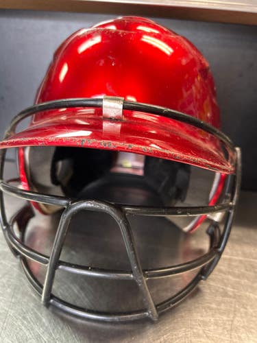 Used Rawlings CFBH Batting Helmet w/Mask Red SM 11868-S000064332