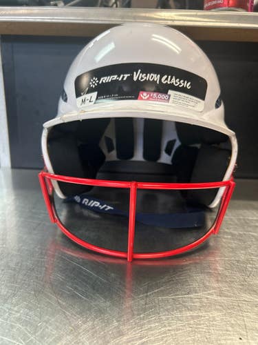 Used RIP-IT HELMET Batting Helmet w/Mask White M/L 11868-S000065187