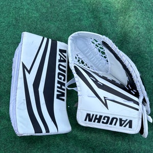 White Youth Vaughn Velocity V9 Goalie Glove & Blocker Set Regular (Used)